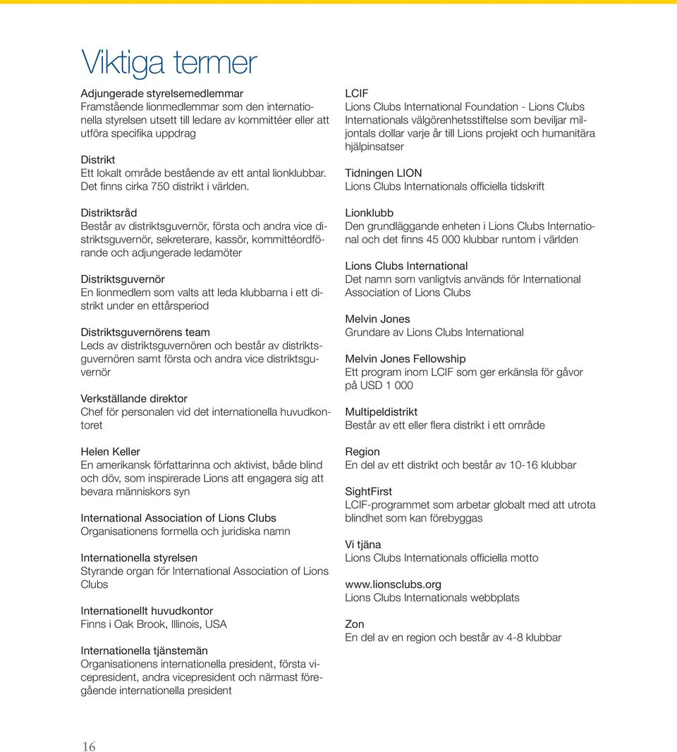 Distriktsråd Består av distriktsguvernör, första och andra vice distriktsguvernör, sekreterare, kassör, kommittéordförande och adjungerade ledamöter Distriktsguvernör En lionmedlem som valts att leda