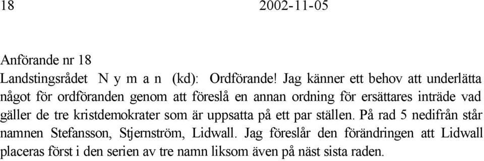 inträde vad gäller de tre kristdemokrater som är uppsatta på ett par ställen.