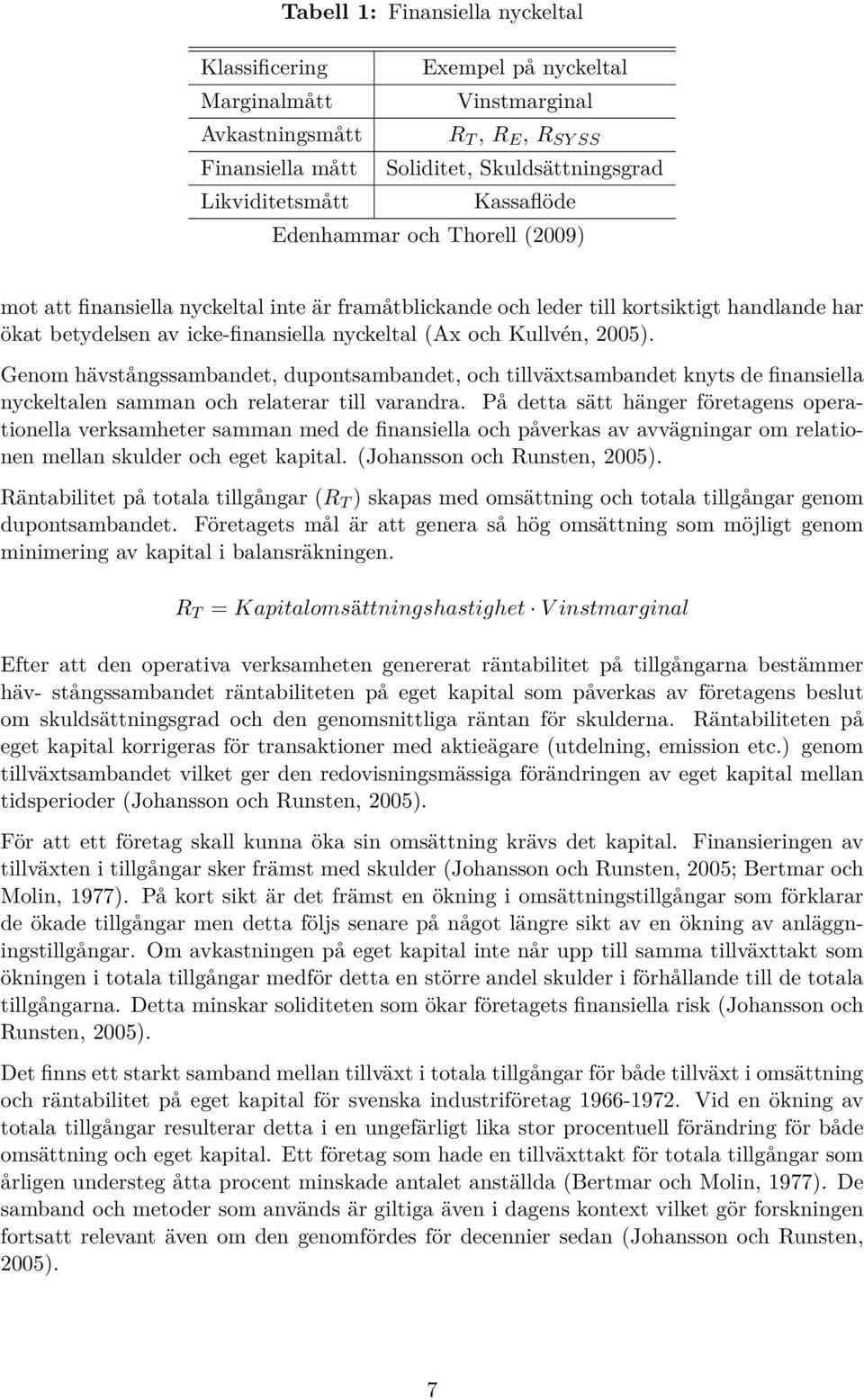 2005). Genom hävstångssambandet, dupontsambandet, och tillväxtsambandet knyts de finansiella nyckeltalen samman och relaterar till varandra.