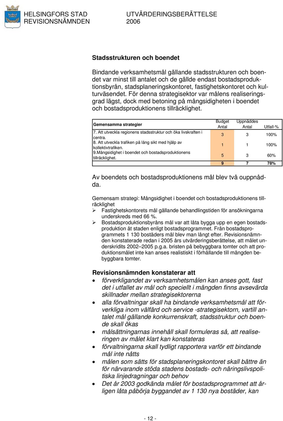 Gemensamma strategier 7. Att utveckla regionens stadsstruktur och öka livskraften i centra. 8. Att utveckla trafiken på lång sikt med hjälp av kollektivtrafiken. 9.