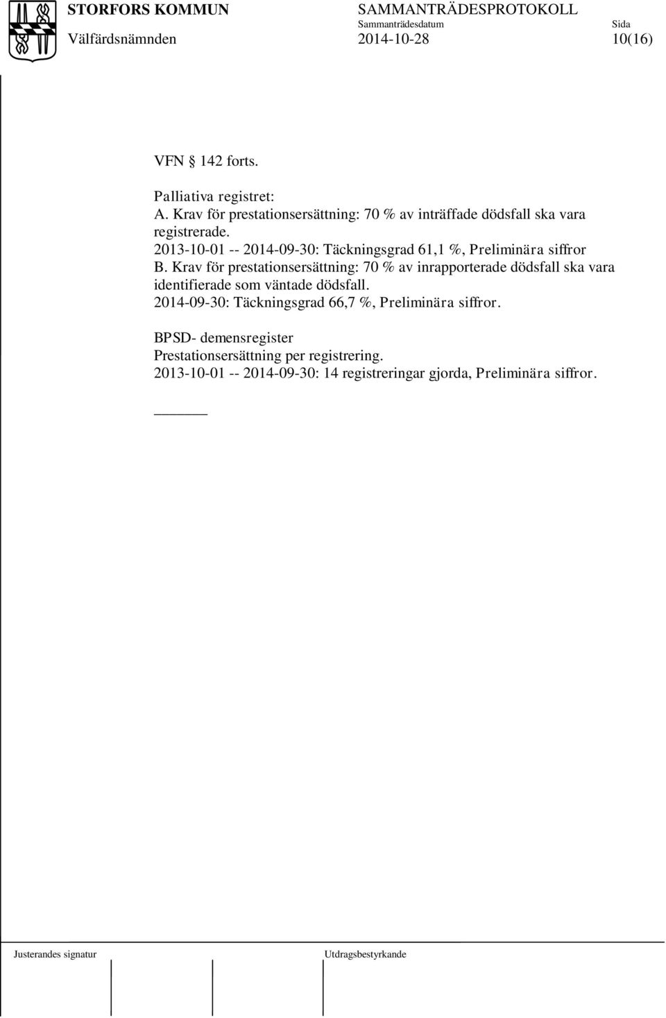 2013-10-01 -- 2014-09-30: Täckningsgrad 61,1 %, Preliminära siffror B.