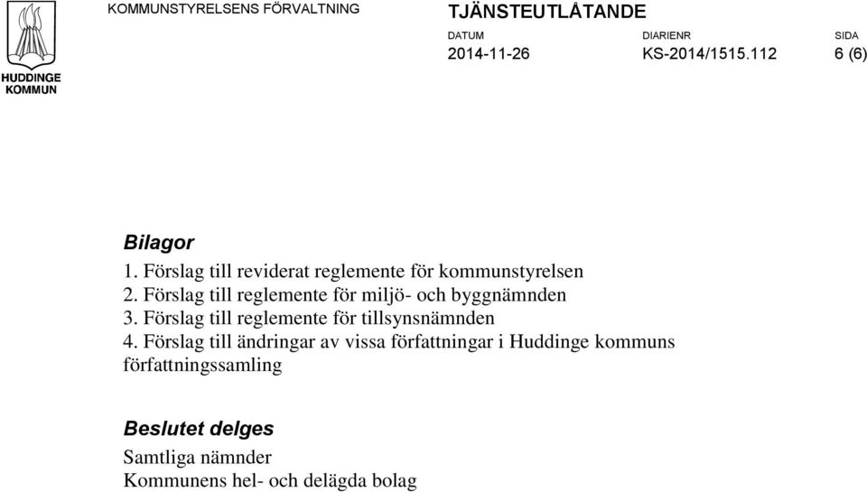 Förslag till reglemente för miljö- och byggnämnden 3. Förslag till reglemente för tillsynsnämnden 4.