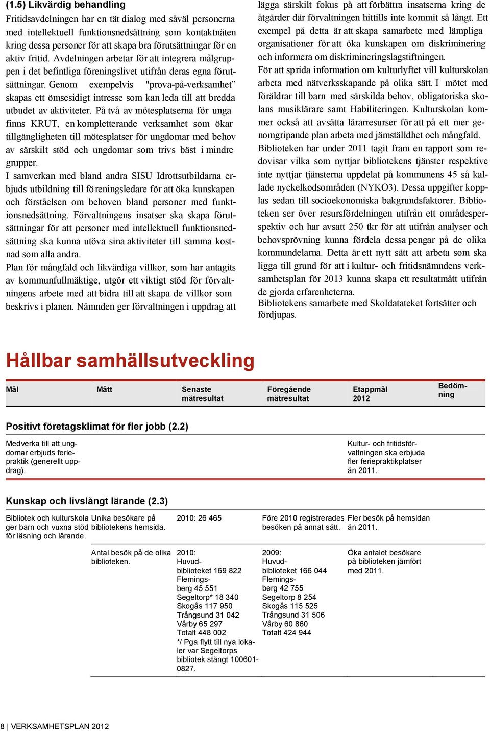 Genom exempelvis "prova-på-verksamhet skapas ett ömsesidigt intresse som kan leda till att bredda utbudet av aktiviteter.