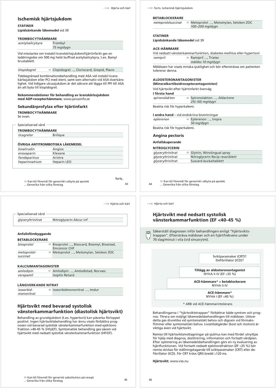 .., Cloriocard, Grepid, Plavix Tidsbegränsad kombinationsbehandling med ASA vid instabil kranskärlssjukdom eller PCI med stent, samt som alternativ vid ASA överkänslighet.