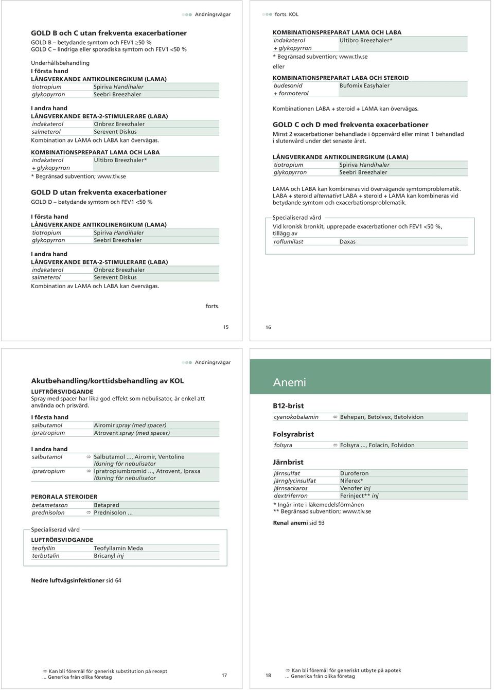 och LABA kan övervägas. KOMBINATIONSPREPARAT LAMA OCH LABA indakaterol Ultibro Breezhaler* + glykopyrron * Begränsad subvention; www.tlv.