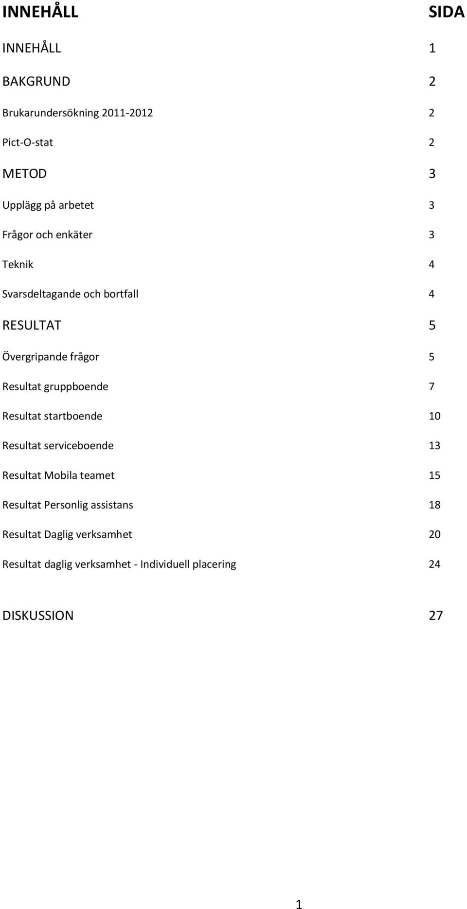 gruppboende 7 Resultat startboende 10 Resultat serviceboende 13 Resultat Mobila teamet 15 Resultat Personlig