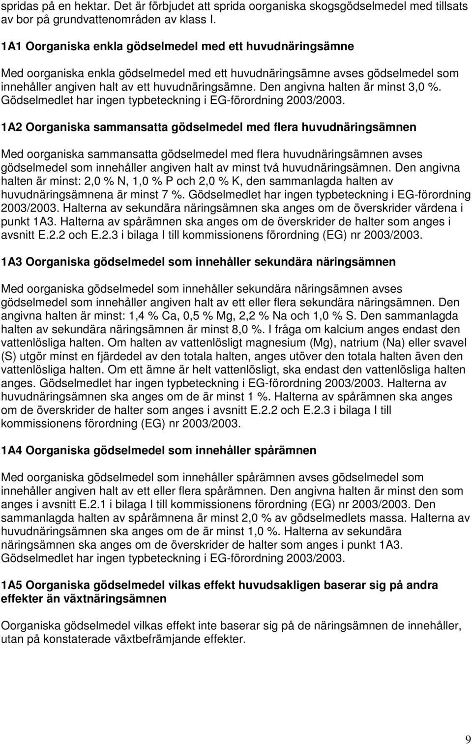 Den angivna halten är minst 3,0 %. Gödselmedlet har ingen typbeteckning i EG-förordning 2003/2003.