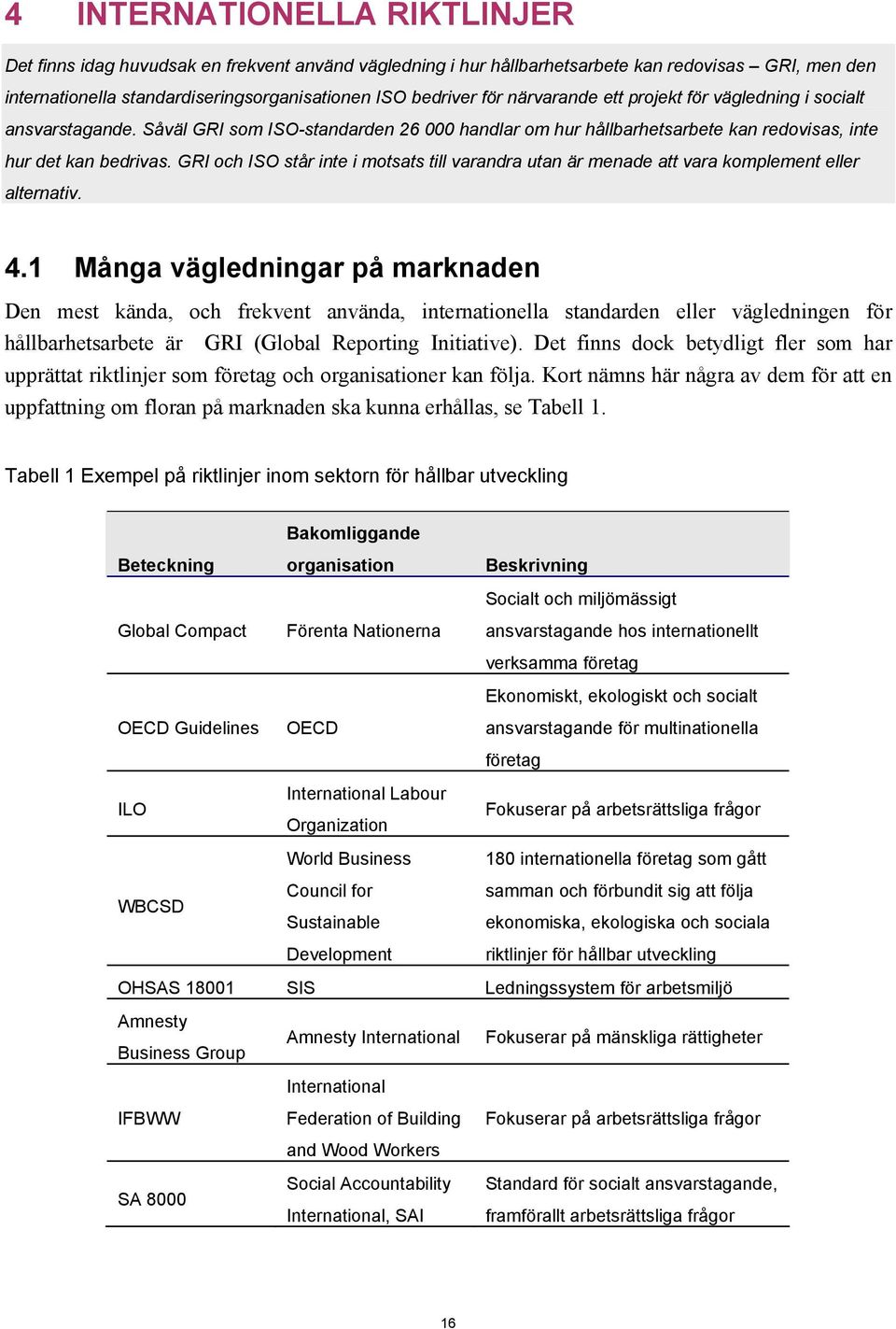 GRI och ISO står inte i motsats till varandra utan är menade att vara komplement eller alternativ. 4.