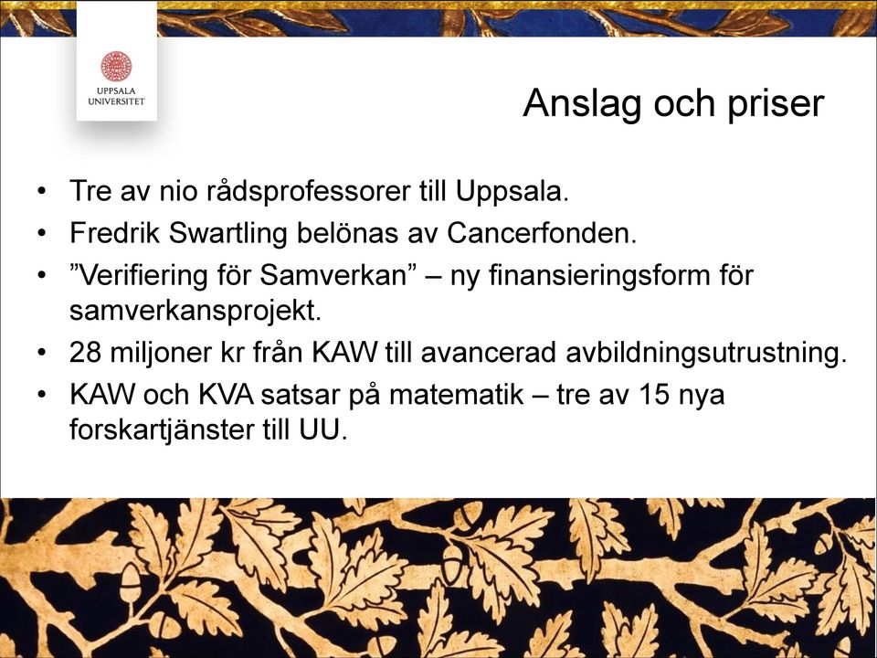 Verifiering för Samverkan ny finansieringsform för samverkansprojekt.