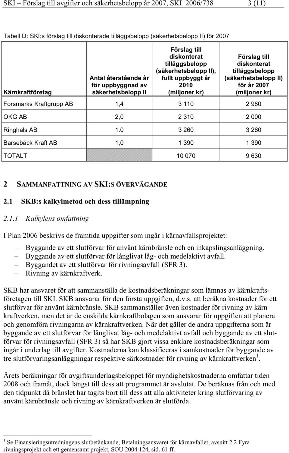 för år 2007 (miljoner kr) Forsmarks Kraftgrupp AB 1,4 3 110 2 980 OKG AB 2,0 2 310 2 000 Ringhals AB 1.