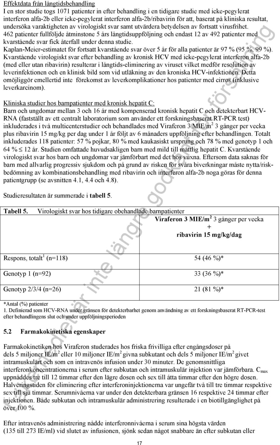 462 patienter fullföljde åtminstone 5 års långtidsuppföljning och endast 12 av 492 patienter med kvarstående svar fick återfall under denna studie.