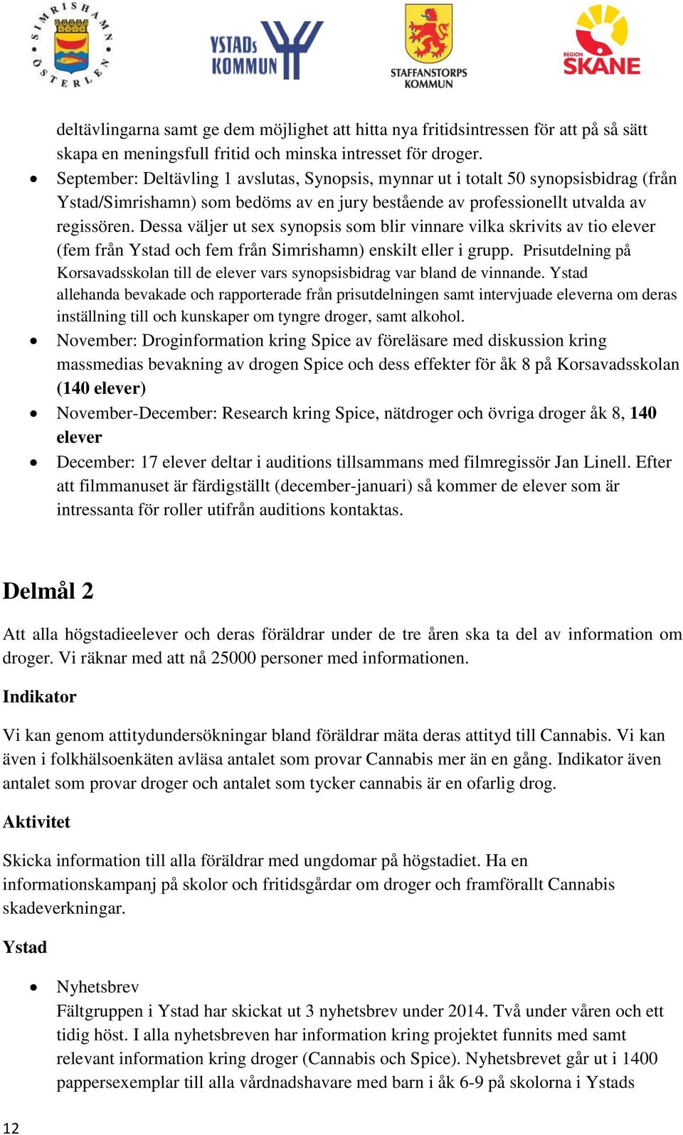 Dessa väljer ut sex synopsis som blir vinnare vilka skrivits av tio elever (fem från Ystad och fem från Simrishamn) enskilt eller i grupp.