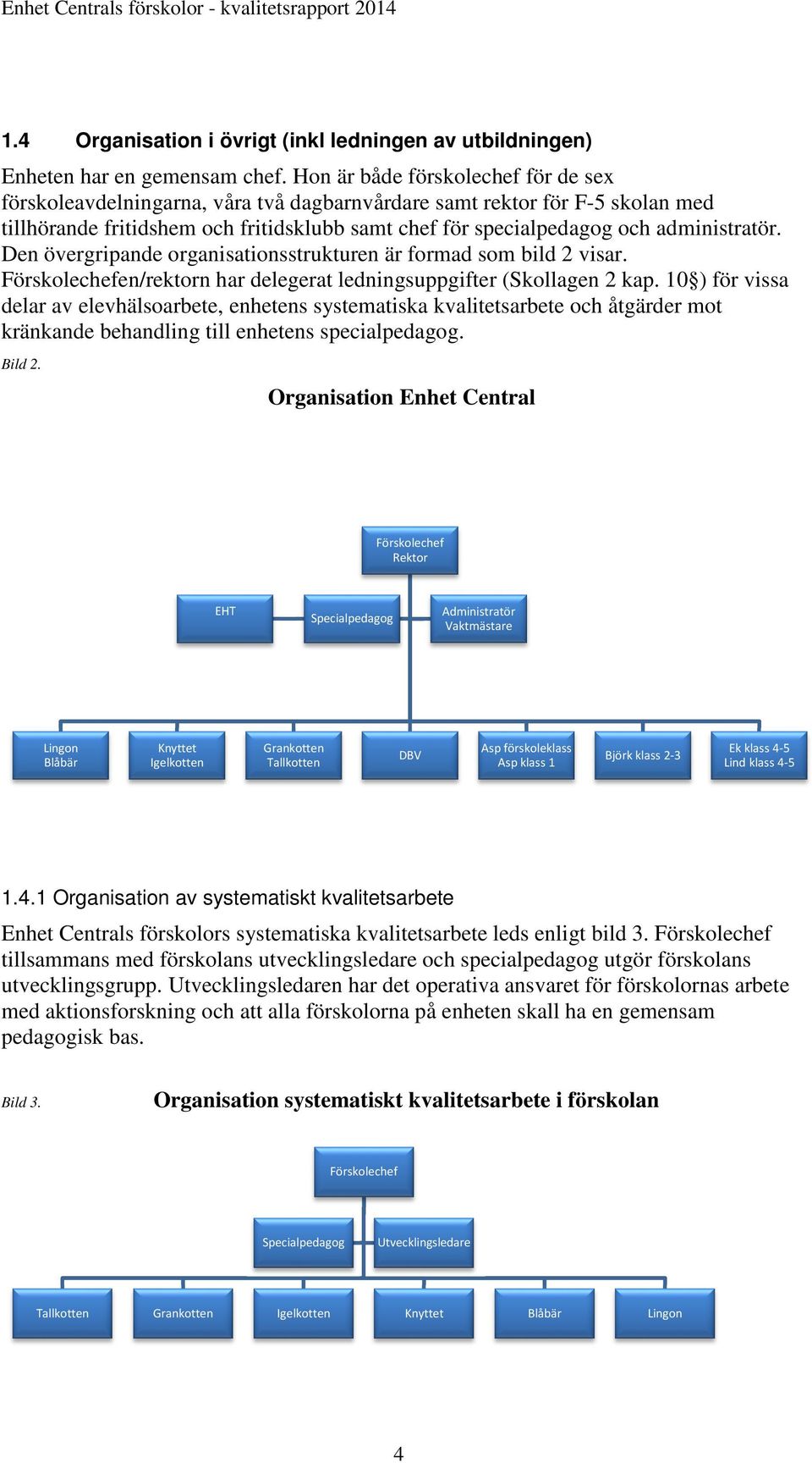 administratör. Den övergripande organisationsstrukturen är formad som bild 2 visar. Förskolechefen/rektorn har delegerat ledningsuppgifter (Skollagen 2 kap.