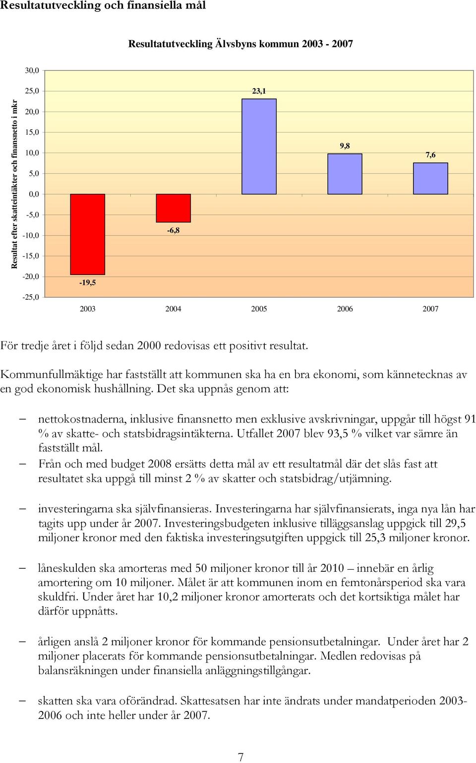 Kommunfullmäktige har fastställt att kommunen ska ha en bra ekonomi, som kännetecknas av en god ekonomisk hushållning.