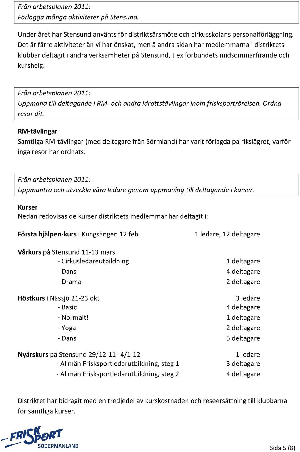 Uppmana till deltagande i RM- och andra idrottstävlingar inom frisksportrörelsen. Ordna resor dit.