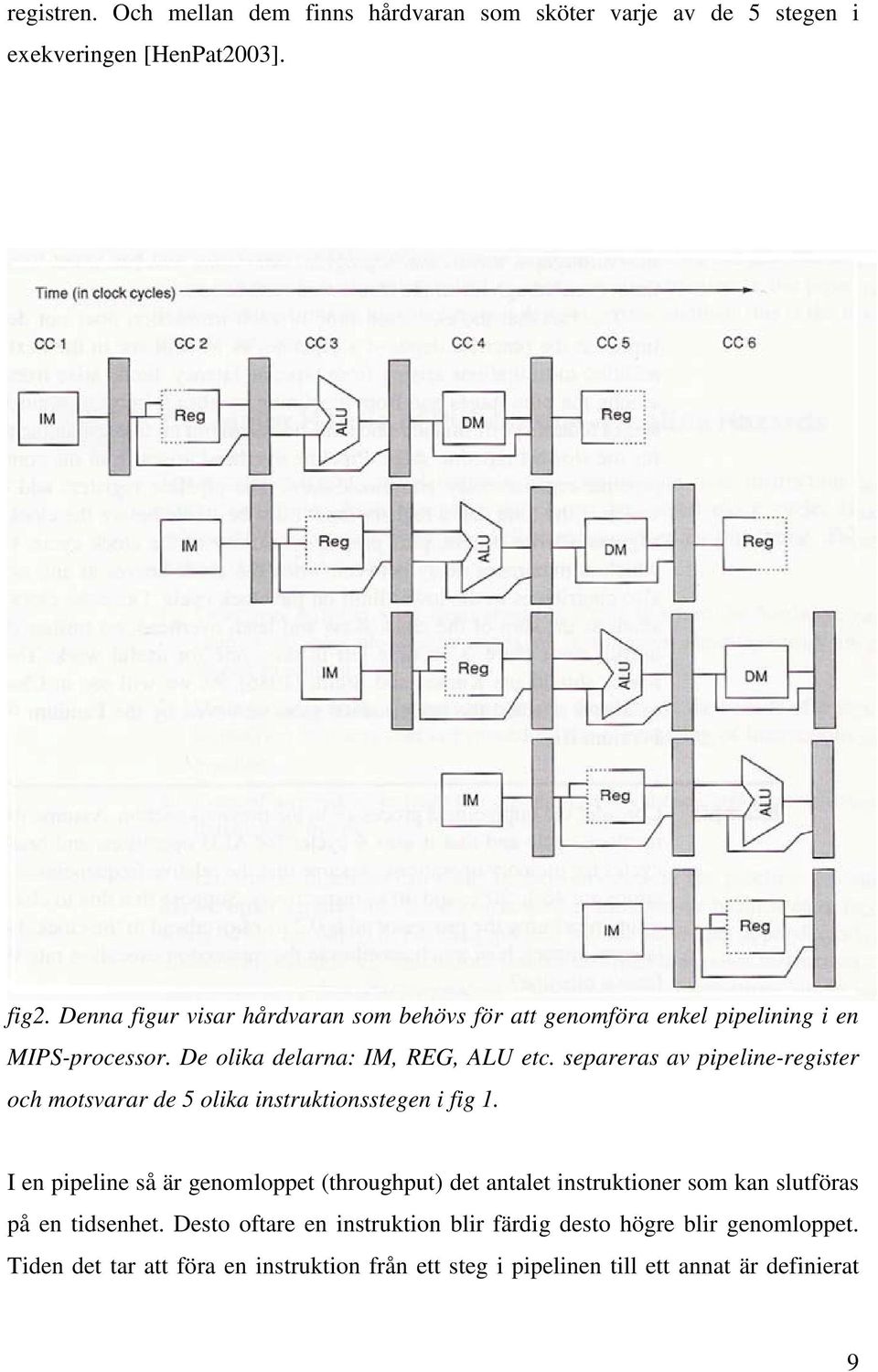 separeras av pipeline-register och motsvarar de 5 olika instruktionsstegen i fig 1.