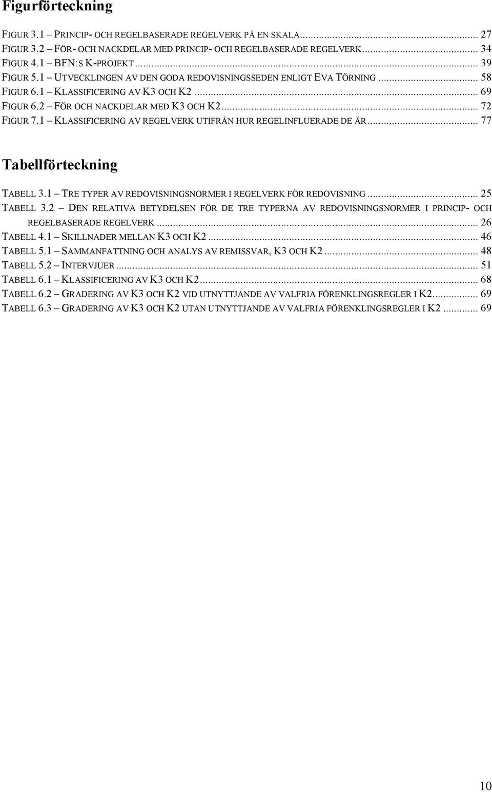 1 KLASSIFICERING AV REGELVERK UTIFRÅN HUR REGELINFLUERADE DE ÄR... 77 Tabellförteckning TABELL 3.1 TRE TYPER AV REDOVISNINGSNORMER I REGELVERK FÖR REDOVISNING... 25 TABELL 3.