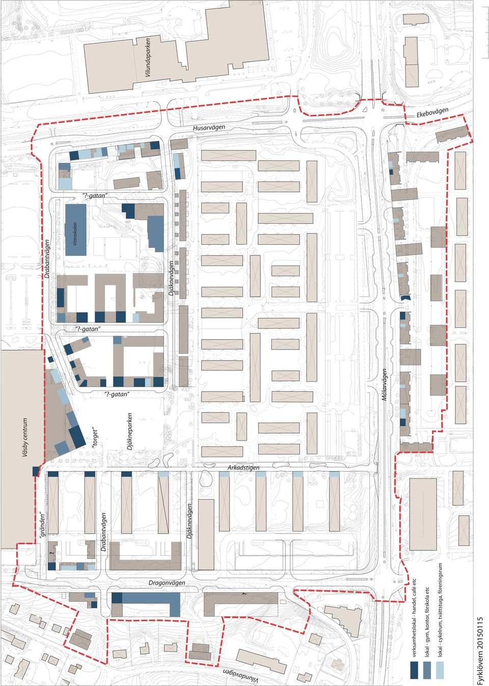 ? Djäknevägen Drabantvägen gränden Djäkneparken torget Mälarvägen Fyrklövern