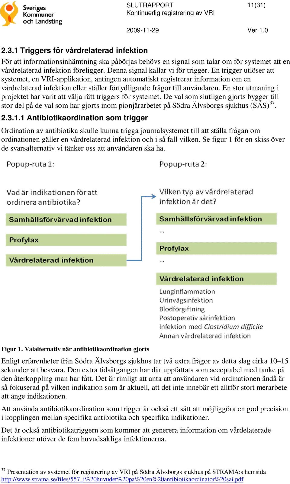 En trigger utlöser att systemet, en VRI-applikation, antingen automatiskt registrerar information om en vårdrelaterad infektion eller ställer förtydligande frågor till användaren.