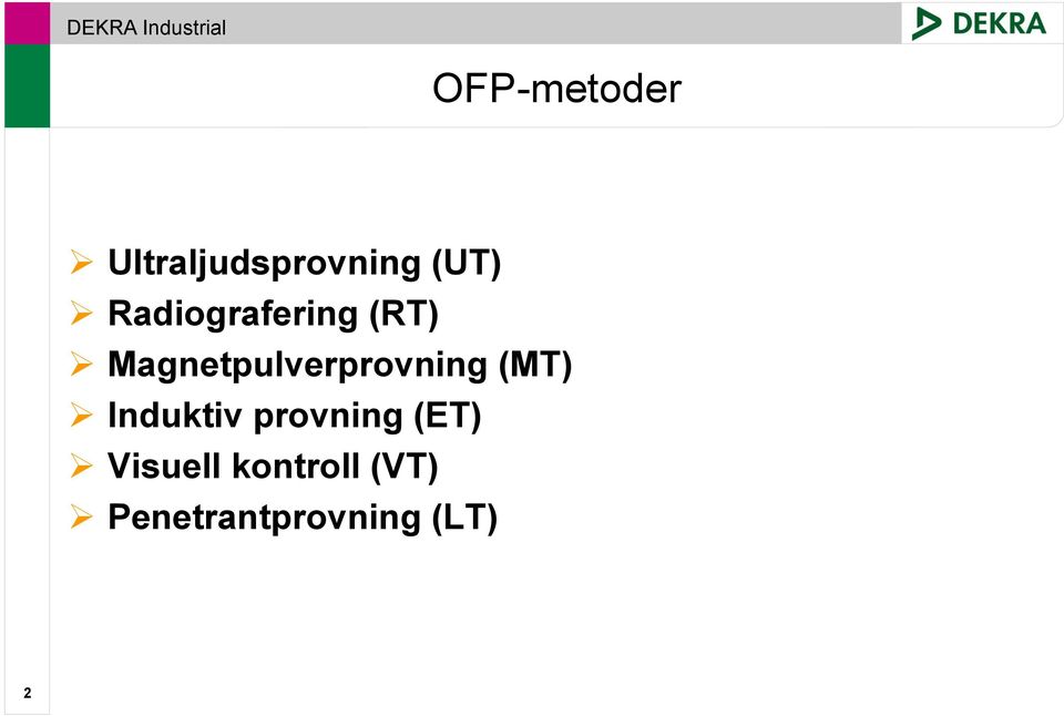 Magnetpulverprovning (MT) Induktiv