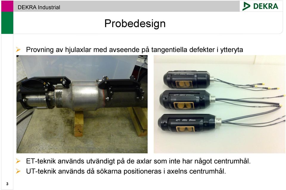 utvändigt på de axlar som inte har något centrumhål.