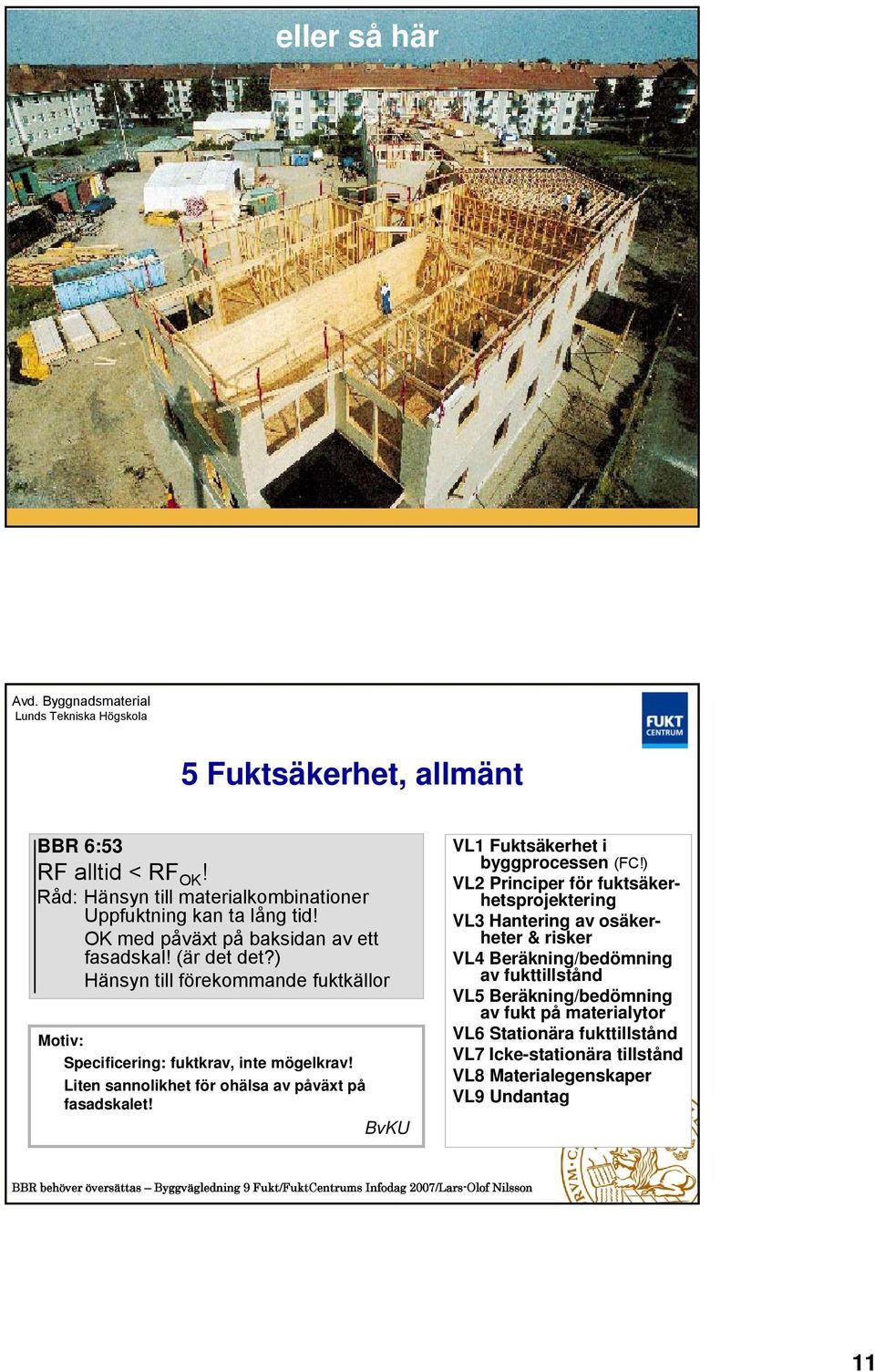 Liten sannolikhet för ohälsa av påväxt på fasadskalet! BvKU VL1 Fuktsäkerhet i byggprocessen (FC!