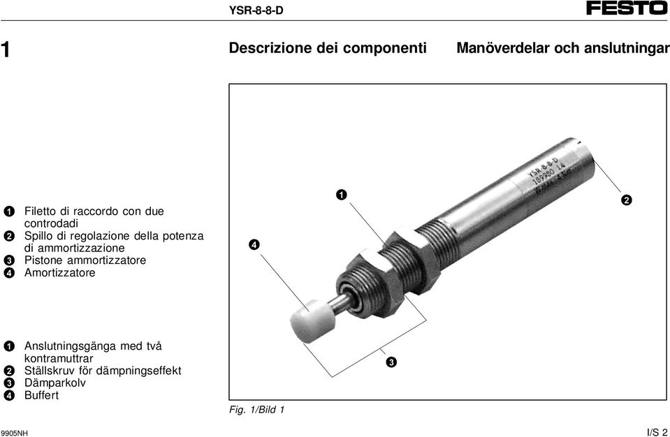 ammortizzazione Pistone ammortizzatore Amortizzatore 4 1 2 1 2 3 4 Anslutningsgänga