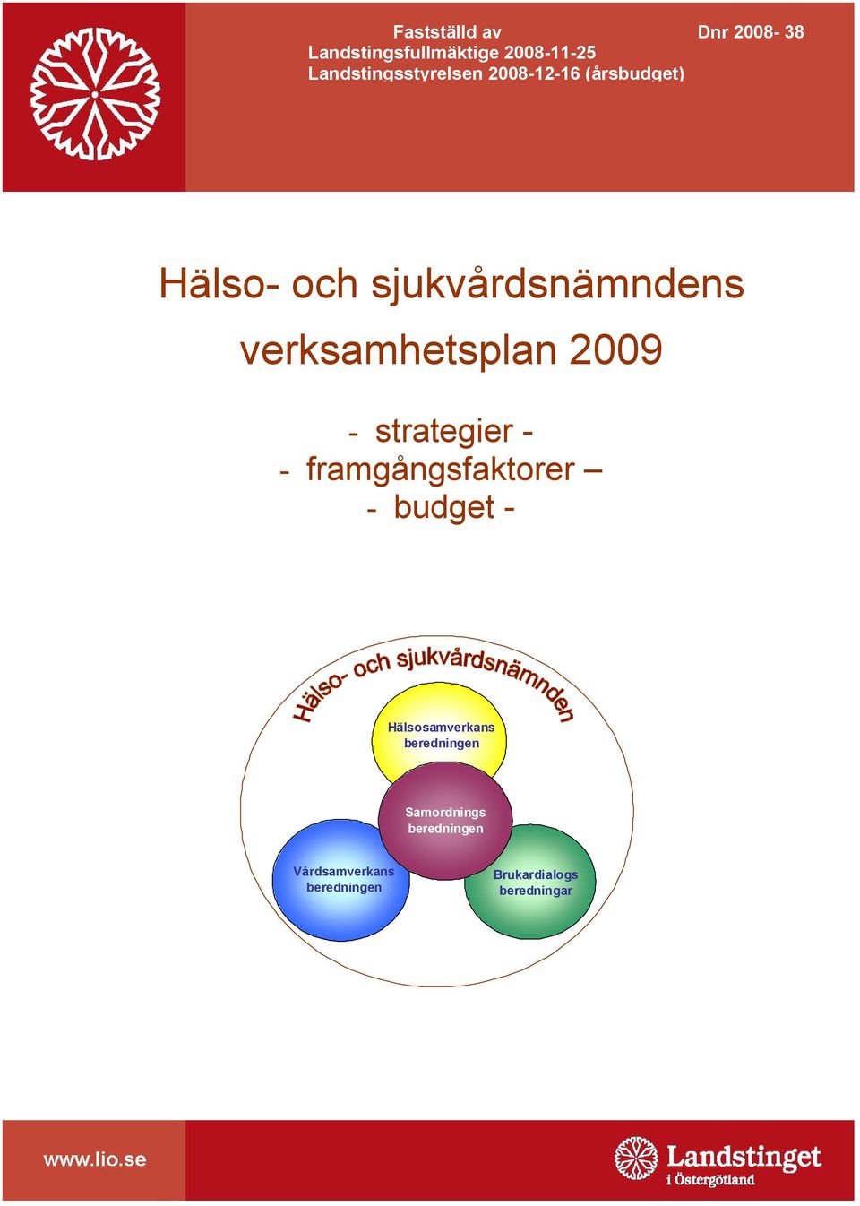 sjukvårdsnämndens verksamhetsplan 2009 - strategier - - framgångsfaktorer -