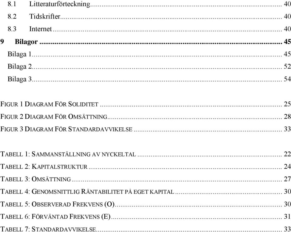 .. 33 TABELL 1: SAMMANSTÄLLNING AV NYCKELTAL... 22 TABELL 2: KAPITALSTRUKTUR... 24 TABELL 3: OMSÄTTNING.