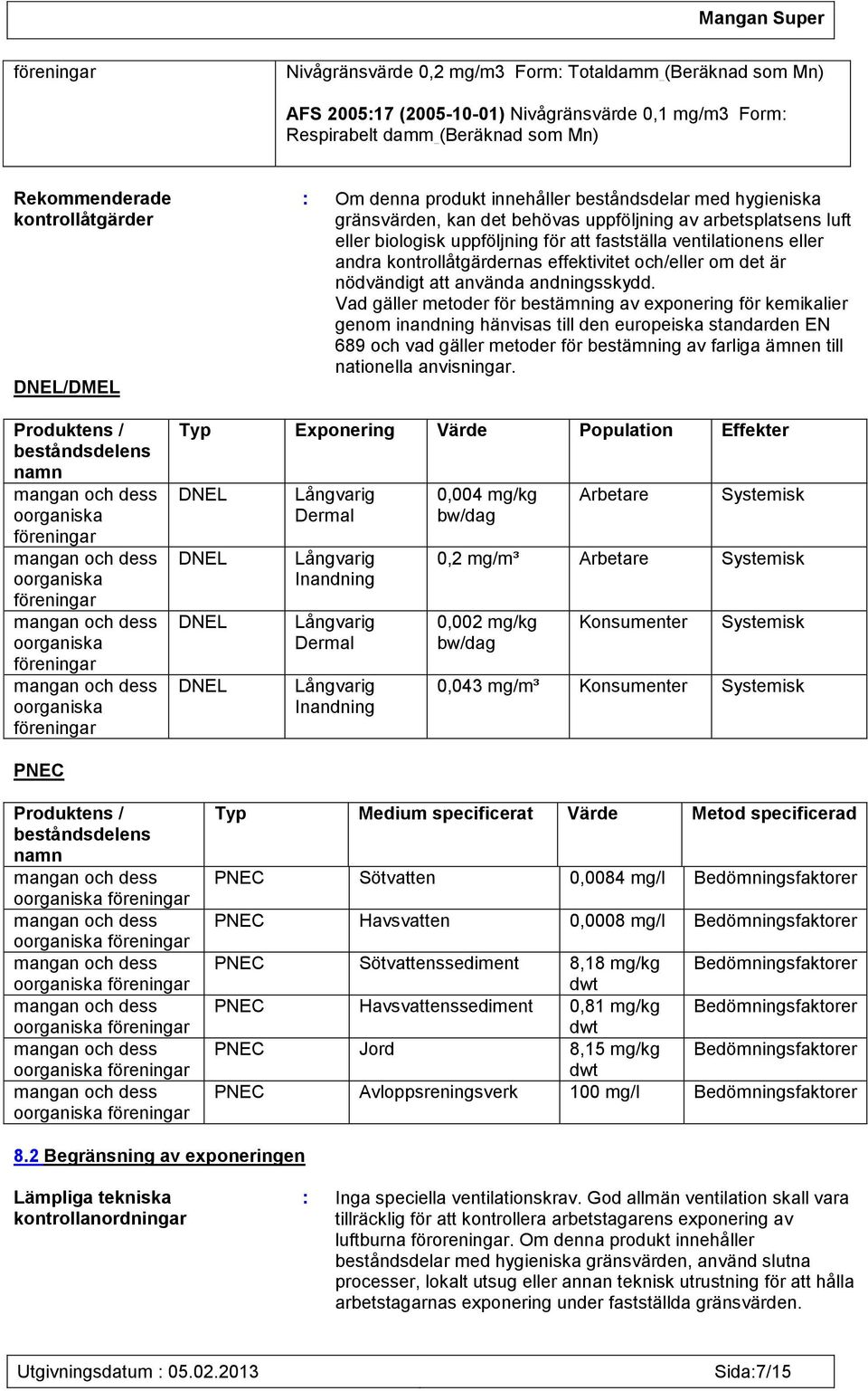 gränsvärden, kan det behövas uppföljning av arbetsplatsens luft eller biologisk uppföljning för att fastställa ventilationens eller andra kontrollåtgärdernas effektivitet och/eller om det är