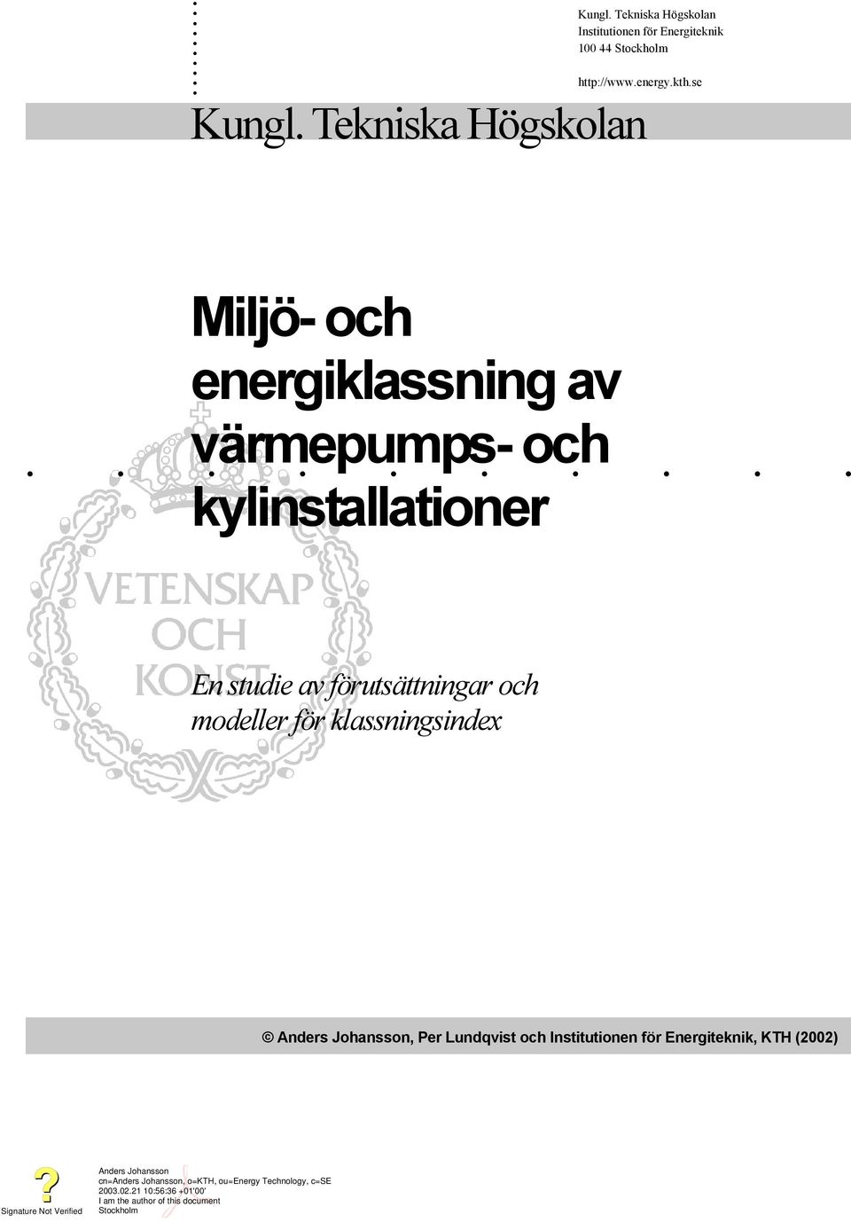 kth.se Miljö- och energiklassning av värmepumps- och.