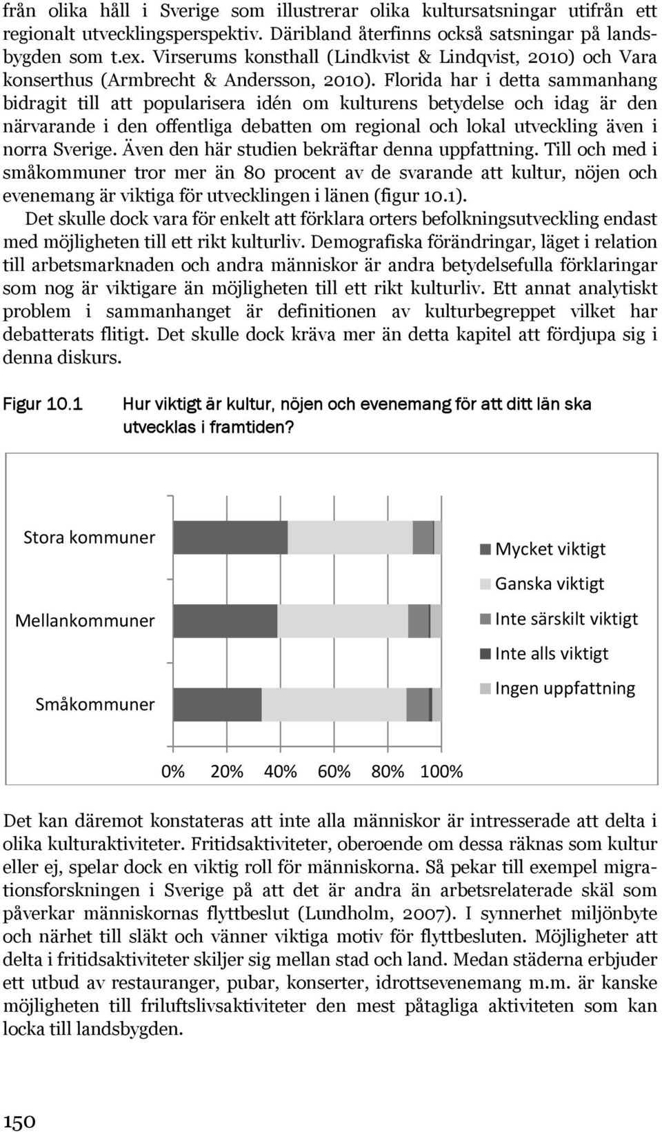 Florida har i detta sammanhang bidragit till att popularisera idén om kulturens betydelse och idag är den närvarande i den offentliga debatten om regional och lokal utveckling även i norra Sverige.