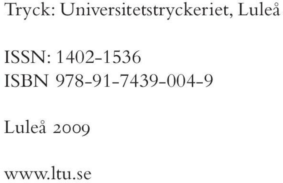 Luleå ISSN: 1402-1536