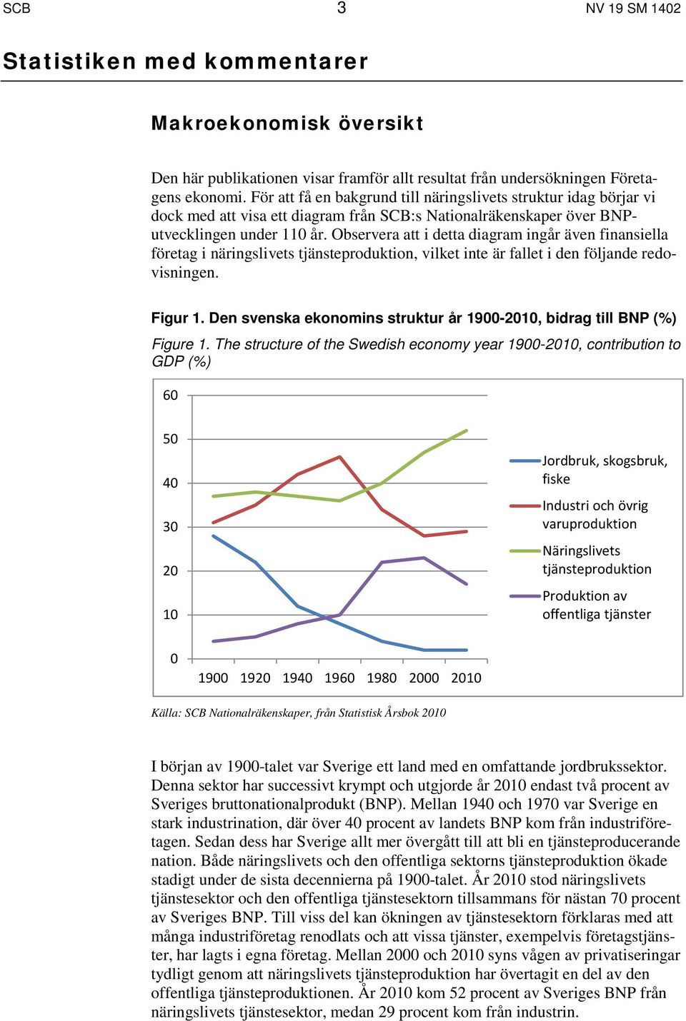 Observera att i detta diagram ingår även finansiella företag i näringslivets tjänsteproduktion, vilket inte är fallet i den följande redovisningen. Figur 1.