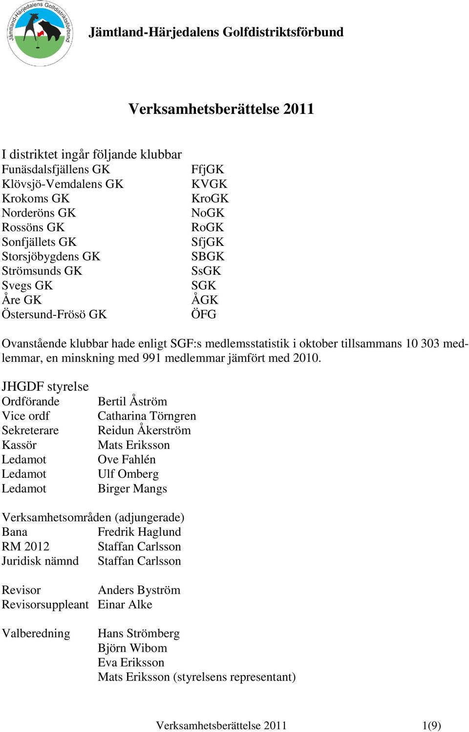 10 303 medlemmar, en minskning med 991 medlemmar jämfört med 2010.