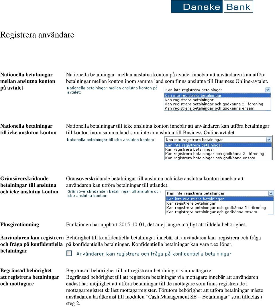 Nationella betalningar till icke anslutna konton Nationella betalningar till icke anslutna konton innebär att användaren kan utföra betalningar till konton inom samma land som inte är anslutna till