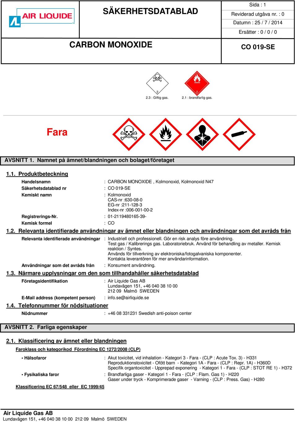 19480165-39- Kemisk formel : CO 1.2.