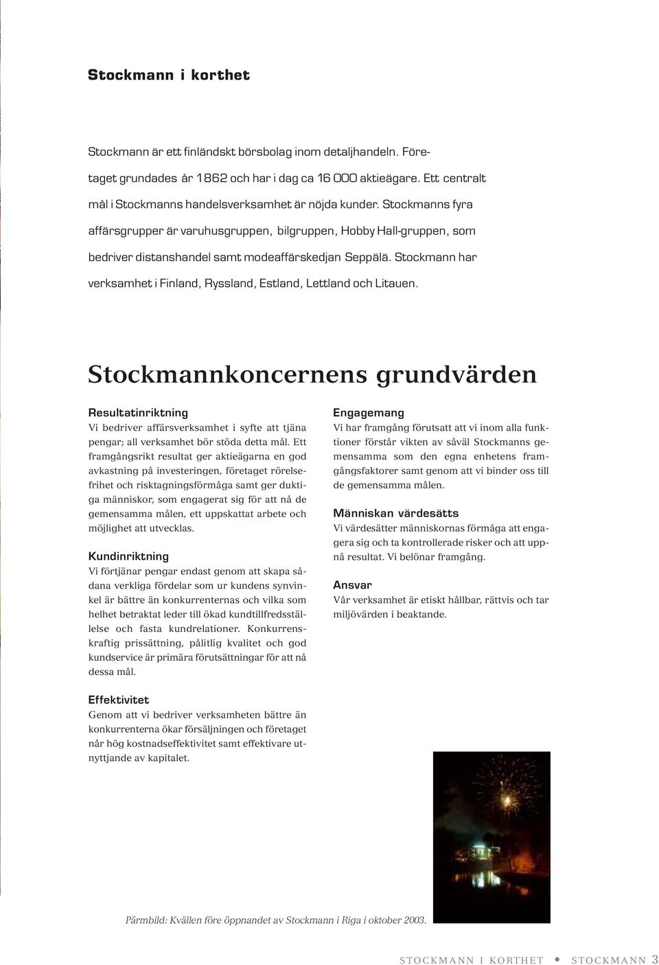 Stockmanns fyra affärsgrupper är varuhusgruppen, bilgruppen, Hobby Hall-gruppen, som bedriver distanshandel samt modeaffärskedjan Seppälä.