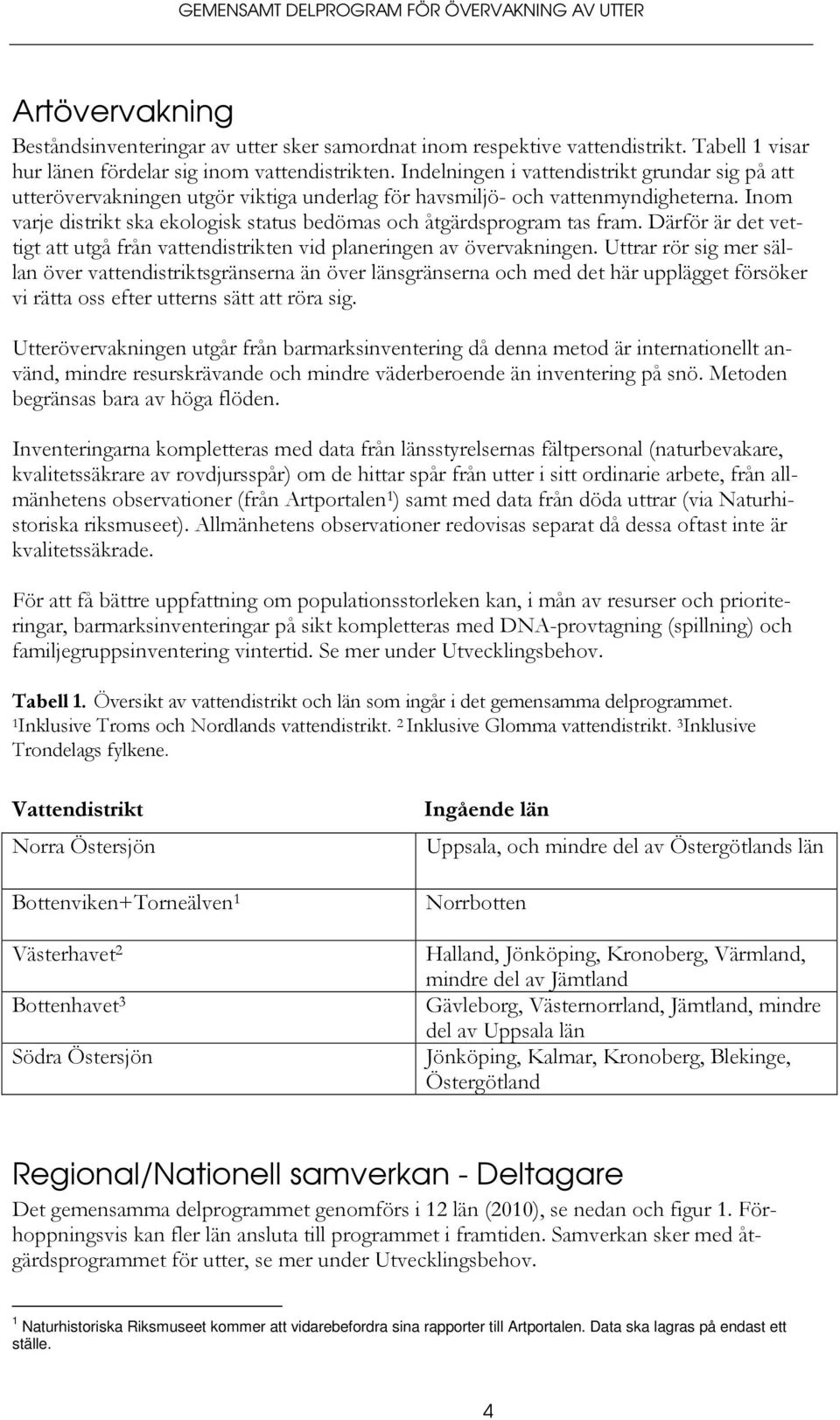 Inom varje distrikt ska ekologisk status bedömas och åtgärdsprogram tas fram. Därför är det vettigt att utgå från vattendistrikten vid planeringen av övervakningen.