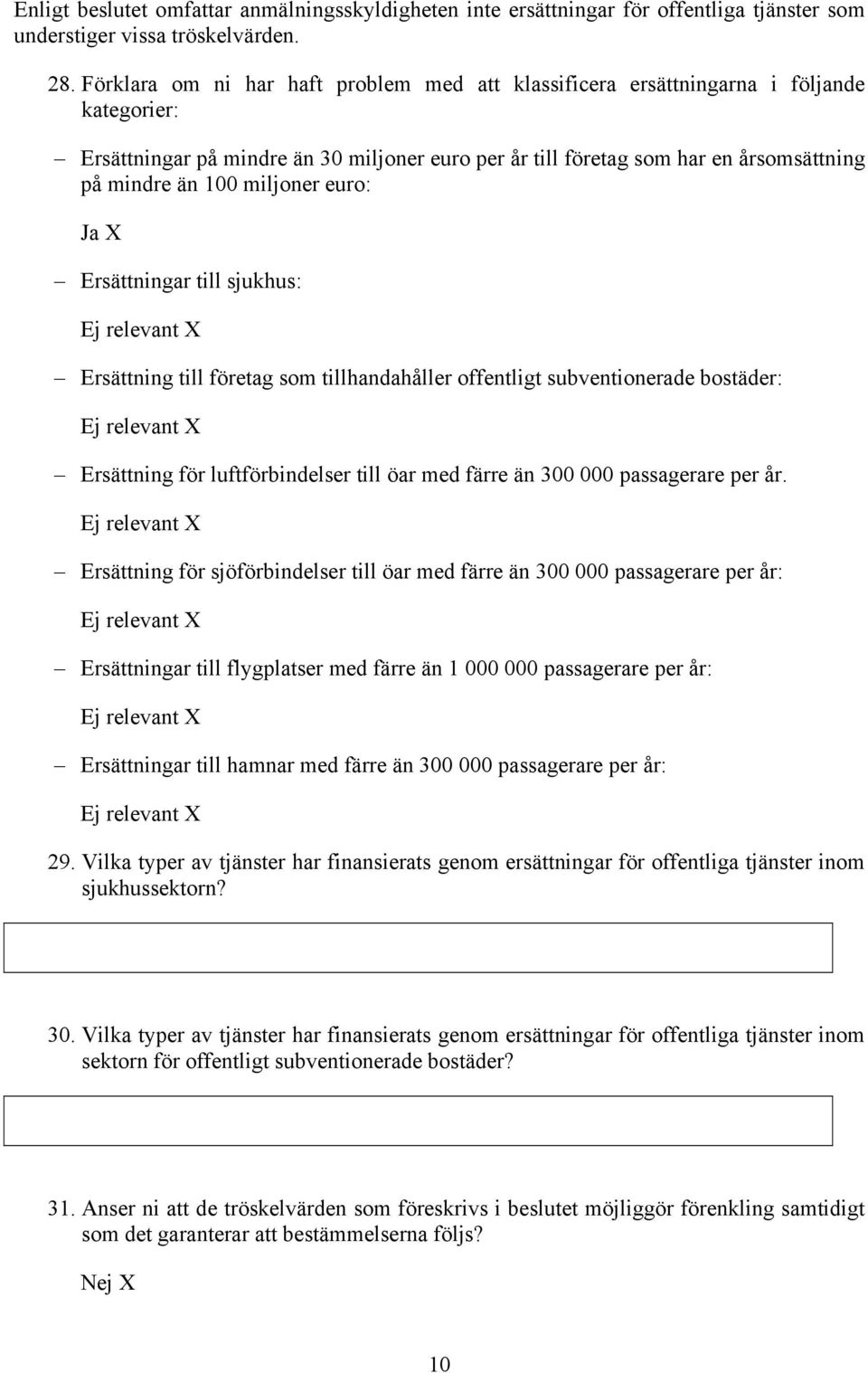 miljoner euro: Ersättningar till sjukhus: Ersättning till företag som tillhandahåller offentligt subventionerade bostäder: Ersättning för luftförbindelser till öar med färre än 300 000 passagerare