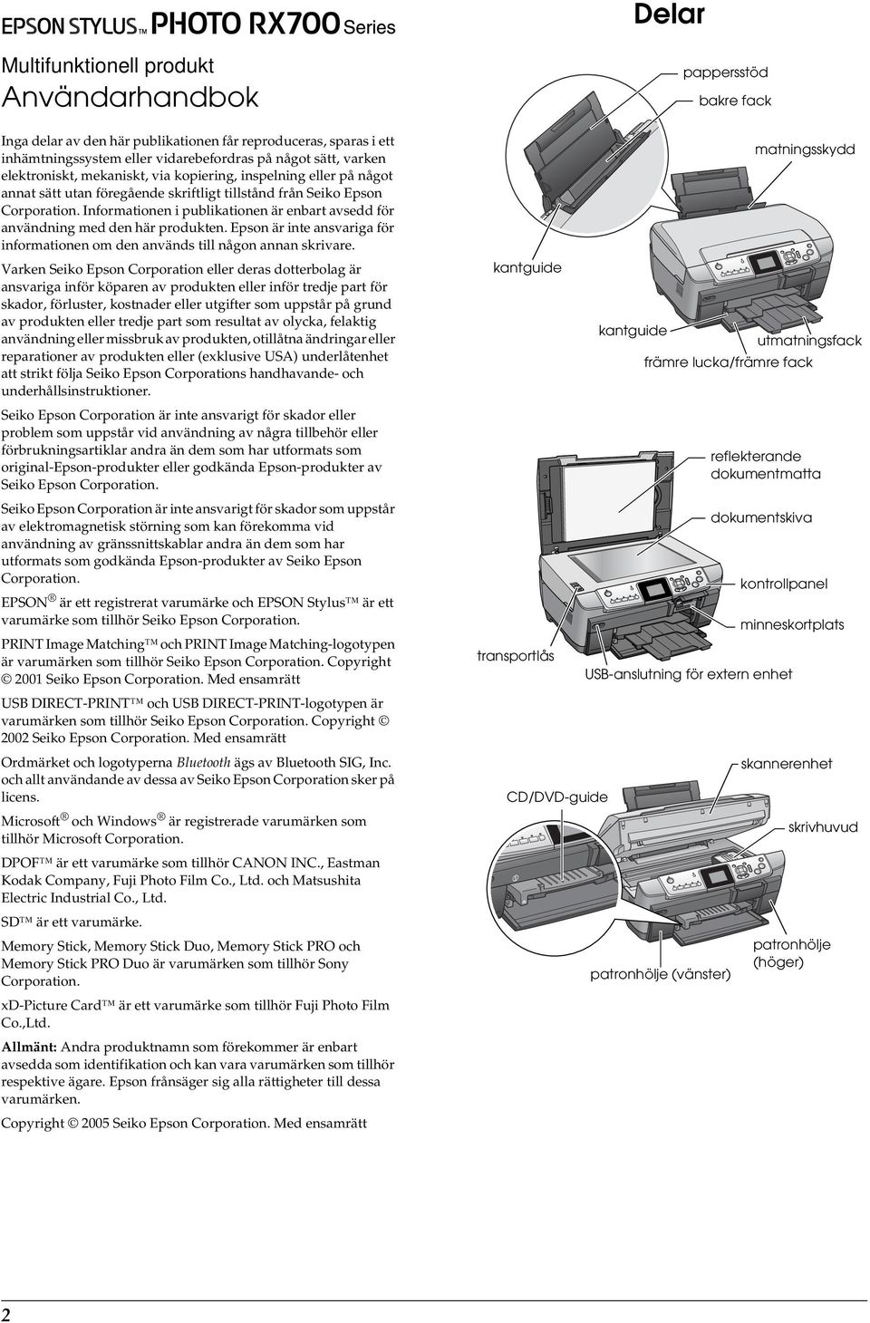 Informationen i publikationen är enbart avsedd för användning med den här produkten. Epson är inte ansvariga för informationen om den används till någon annan skrivare.