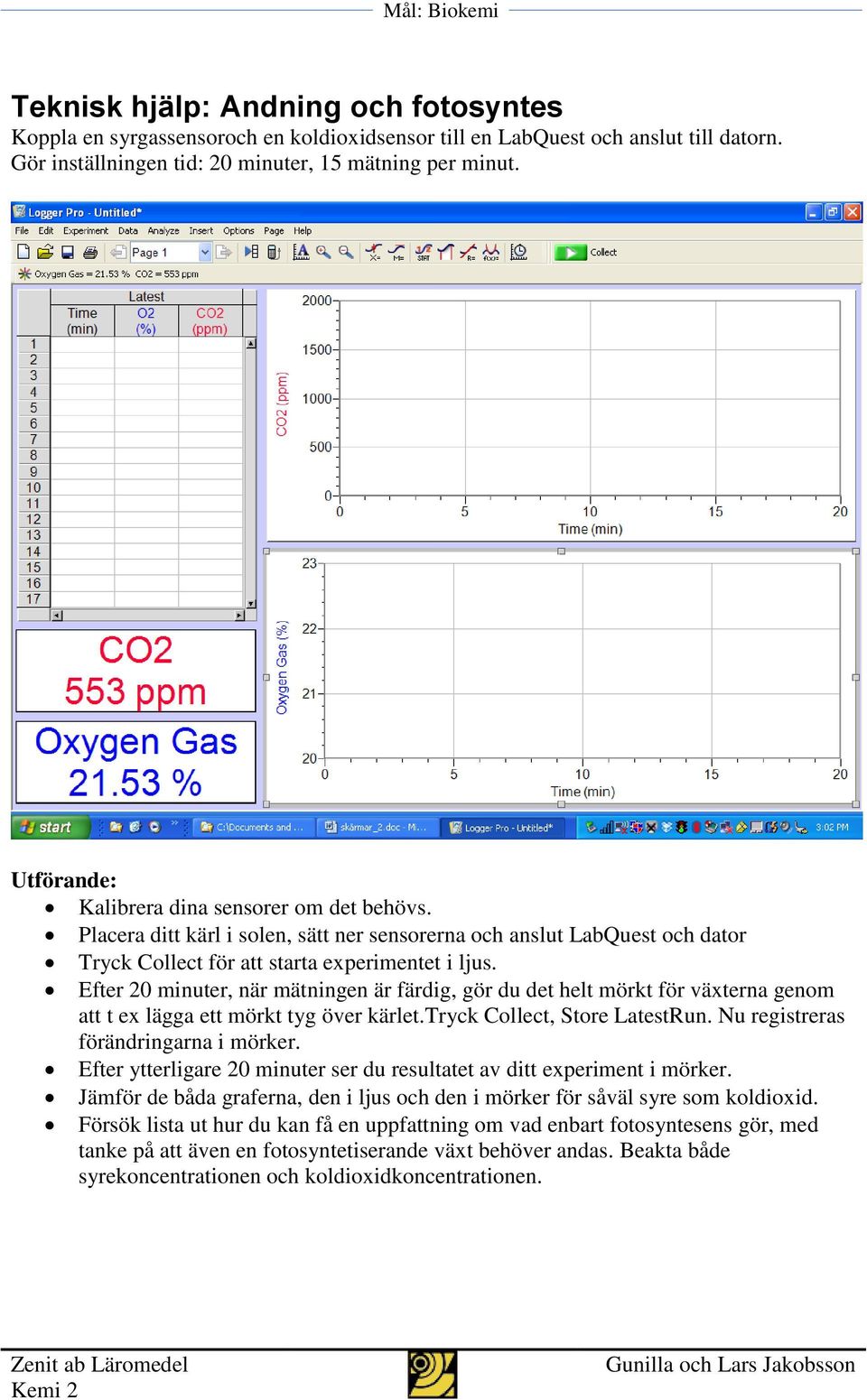 Efter 20 minuter, när mätningen är färdig, gör du det helt mörkt för växterna genom att t ex lägga ett mörkt tyg över kärlet.tryck Collect, Store LatestRun. Nu registreras förändringarna i mörker.