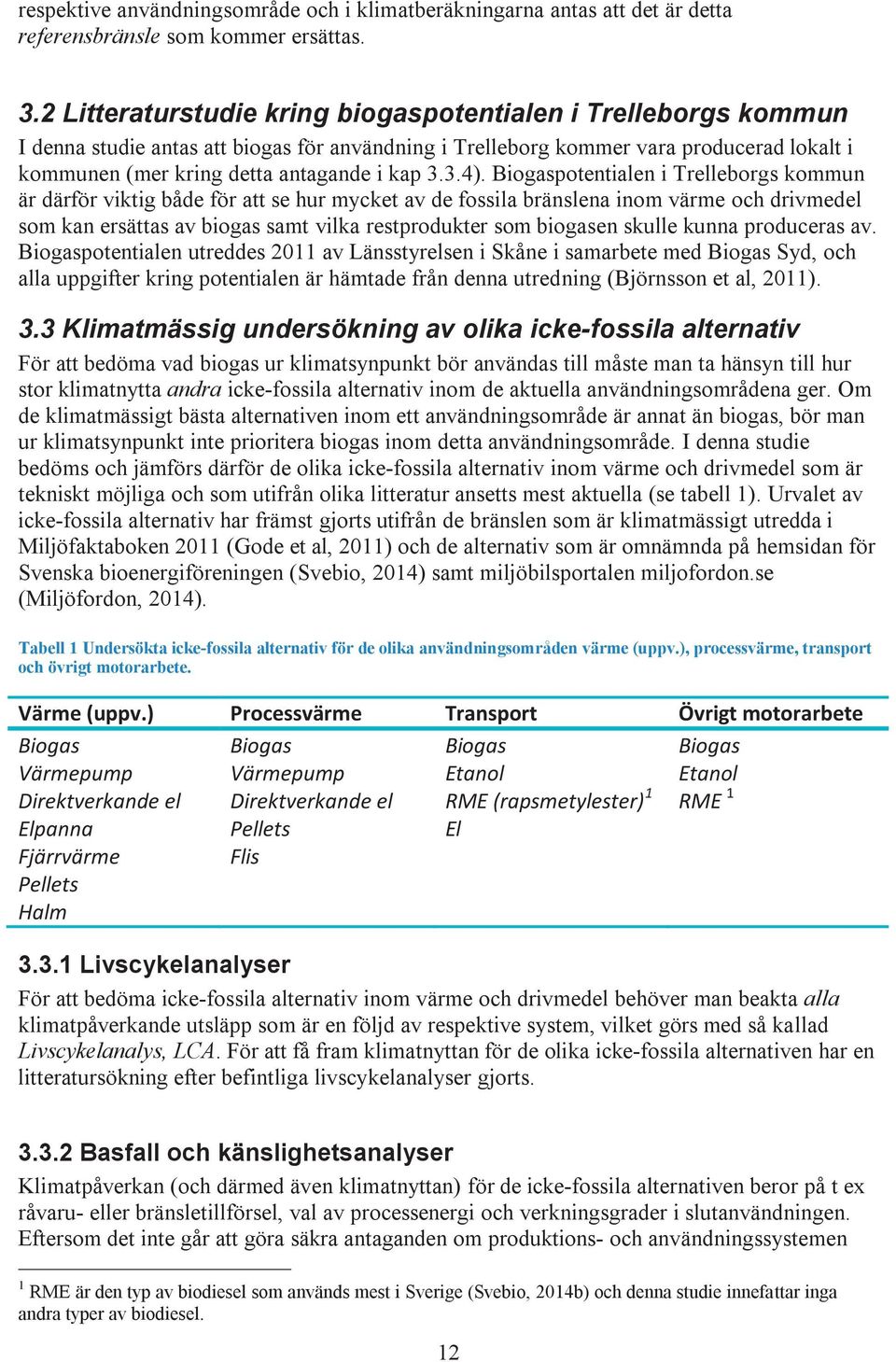 3.4). Biogaspotentialen i Trelleborgs kommun är därför viktig både för att se hur mycket av de fossila bränslena inom värme och drivmedel som kan ersättas av biogas samt vilka restprodukter som