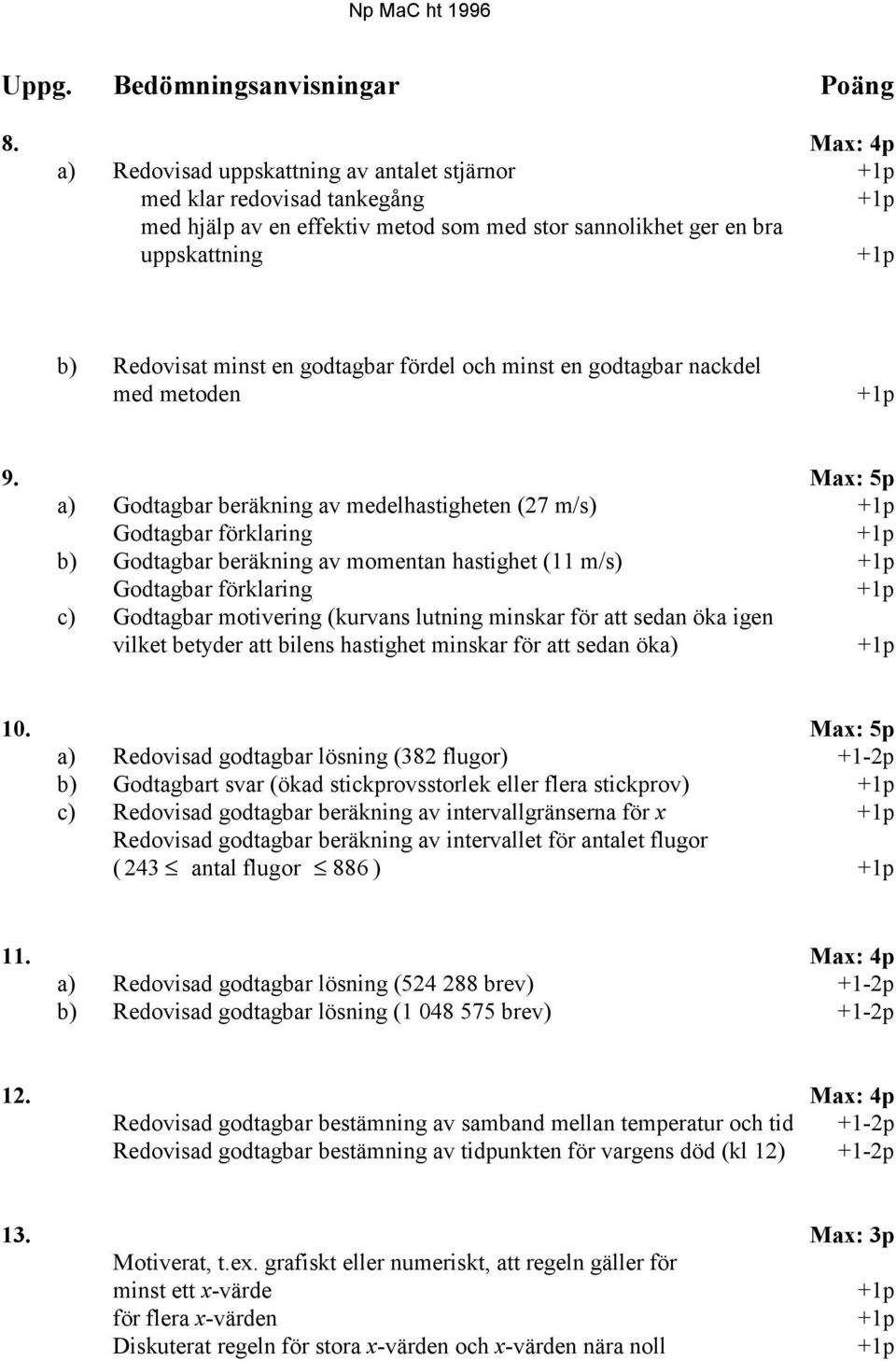 godtagbar fördel och minst en godtagbar nackdel med metoden +1p 9.