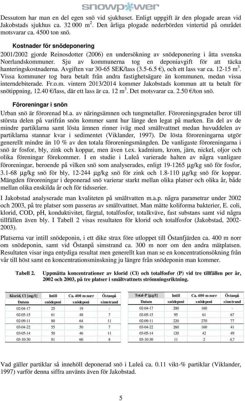 Sju av kommunerna tog en deponiavgift för att täcka hanteringskostnaderna. Avgiften var 30-65 SEK/lass (3.5-6.5 ), och ett lass var ca. 12-15 m 3.