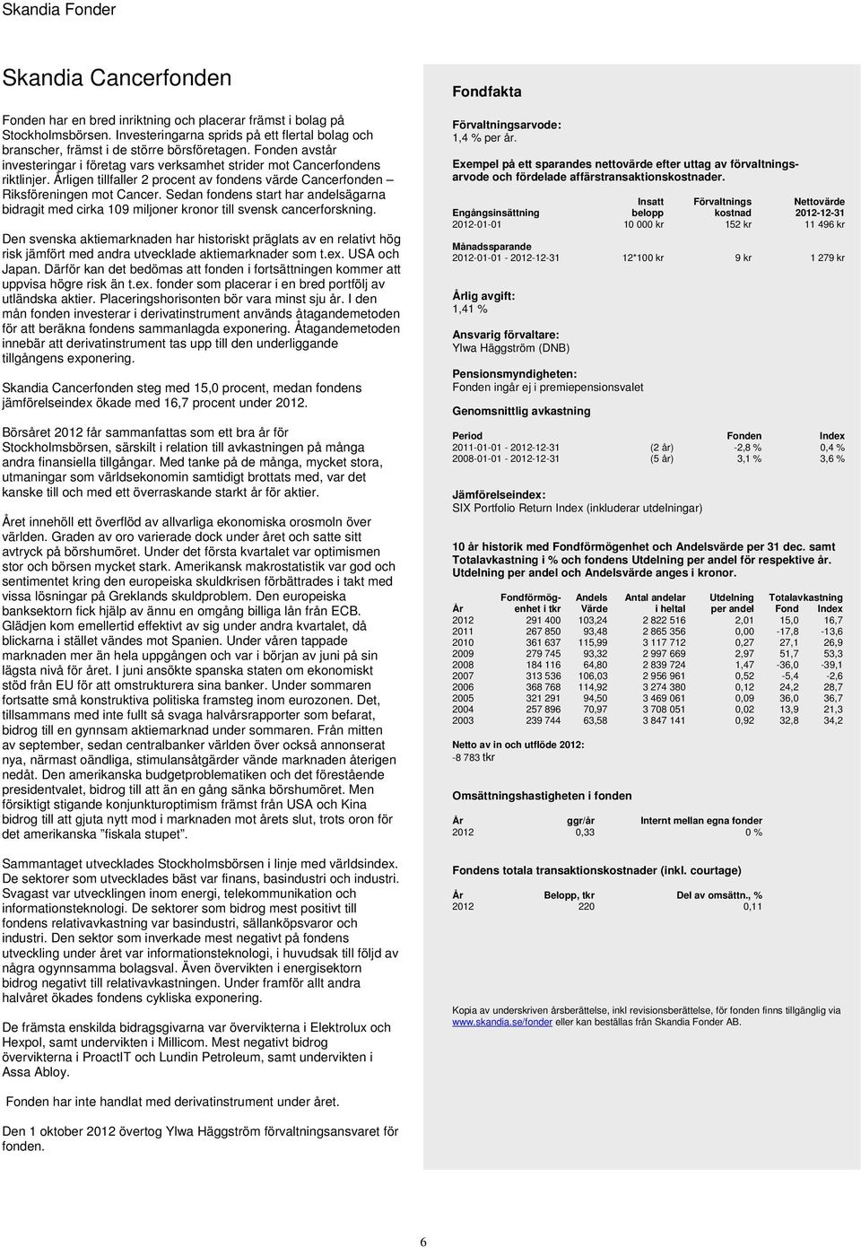 Sedan fondens start har andelsägarna bidragit med cirka 109 miljoner kronor till svensk cancerforskning.