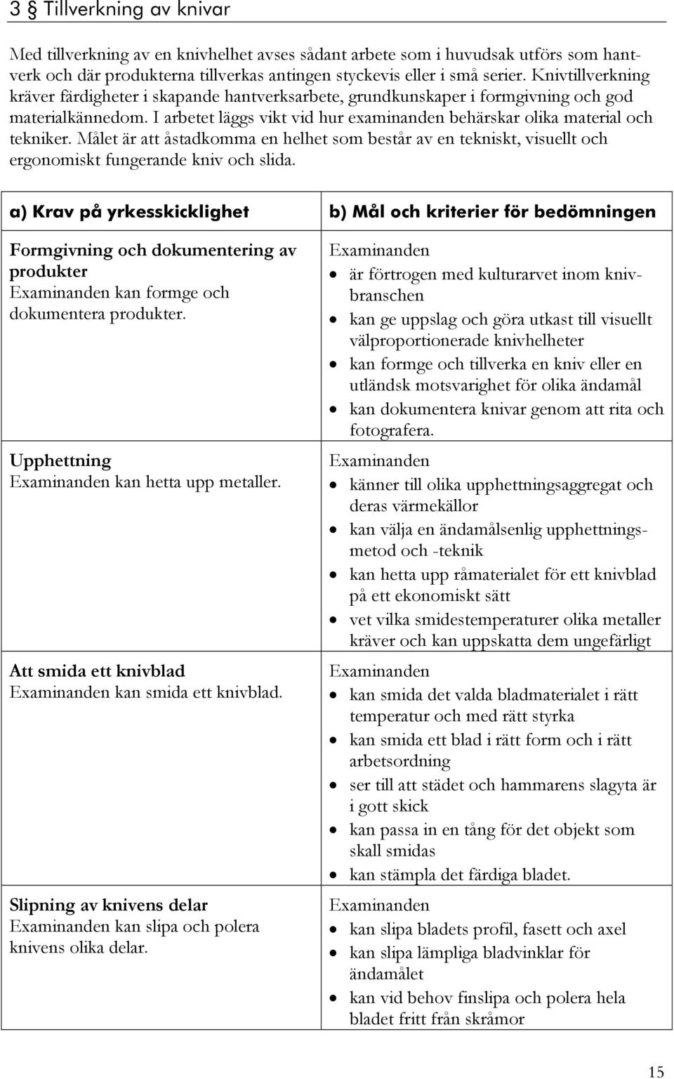 Målet är att åstadkomma en helhet som består av en tekniskt, visuellt och ergonomiskt fungerande kniv och slida.