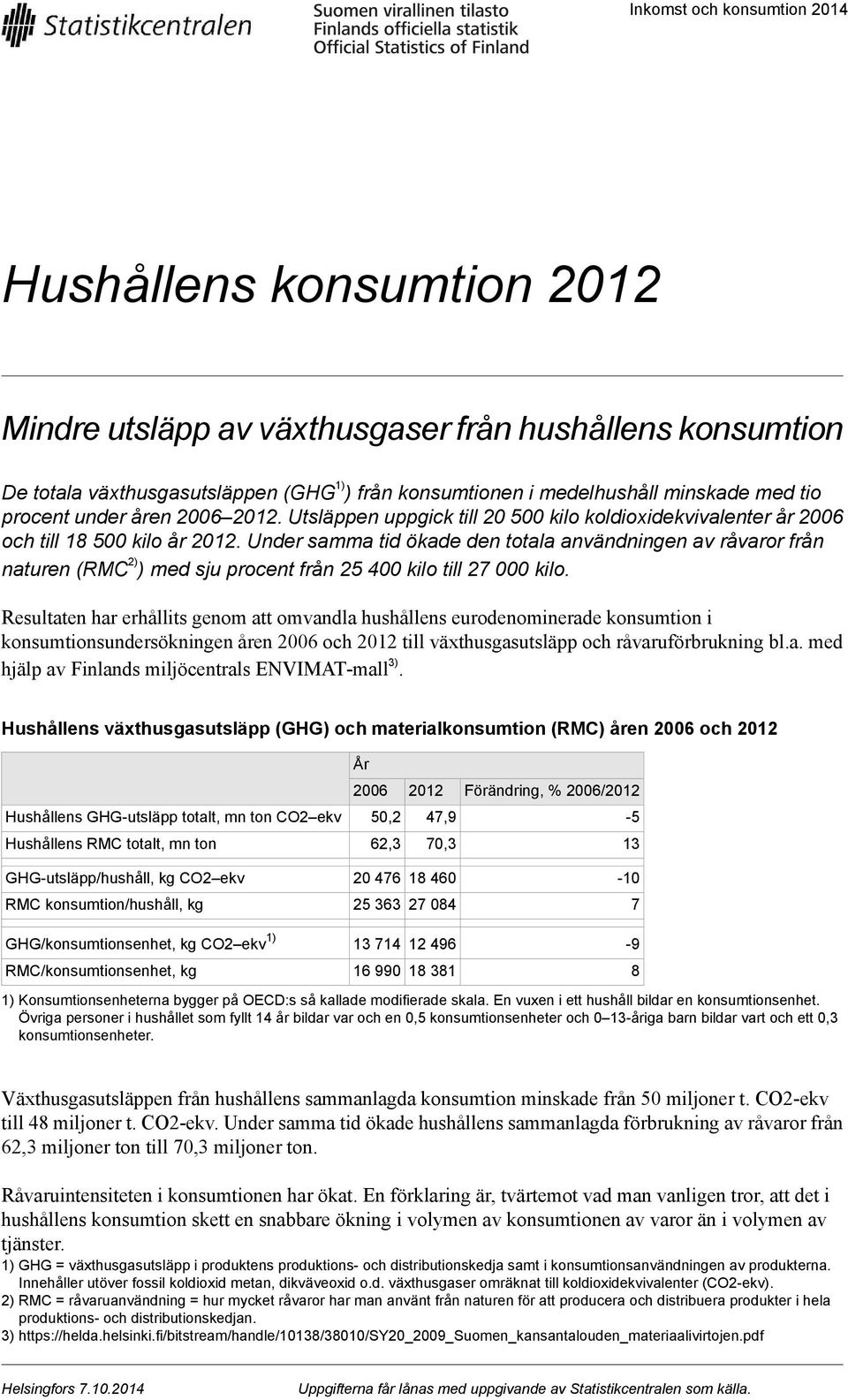 Under samma tid ökade den totala användningen av råvaror från naturen (RMC ) ) med sju procent från kilo till 7 kilo.