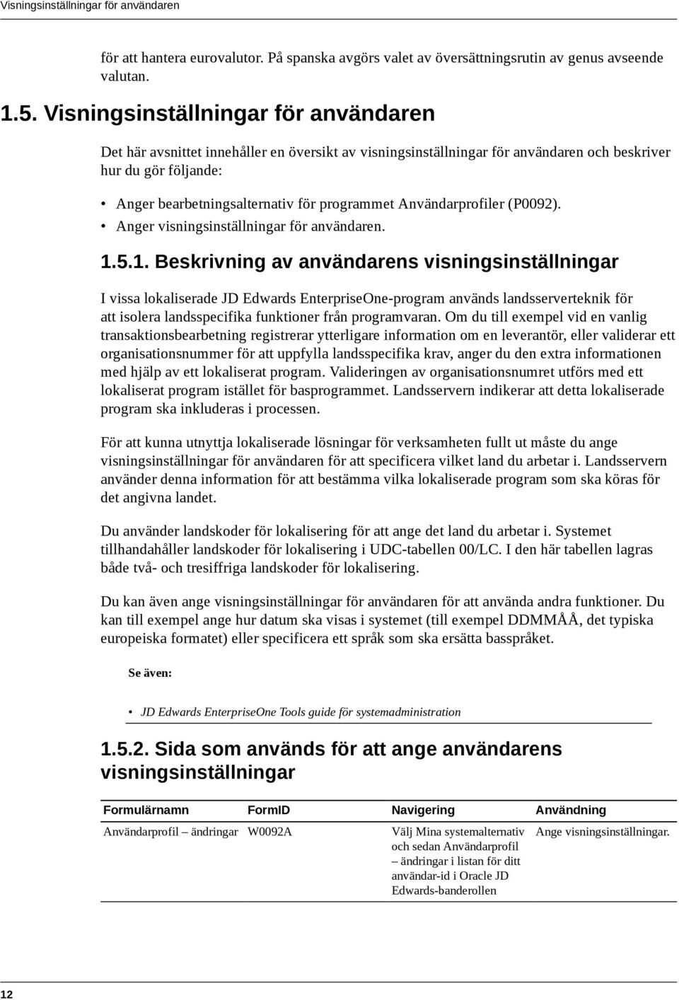 Användarprofiler (P0092). Anger visningsinställningar för användaren. 1.