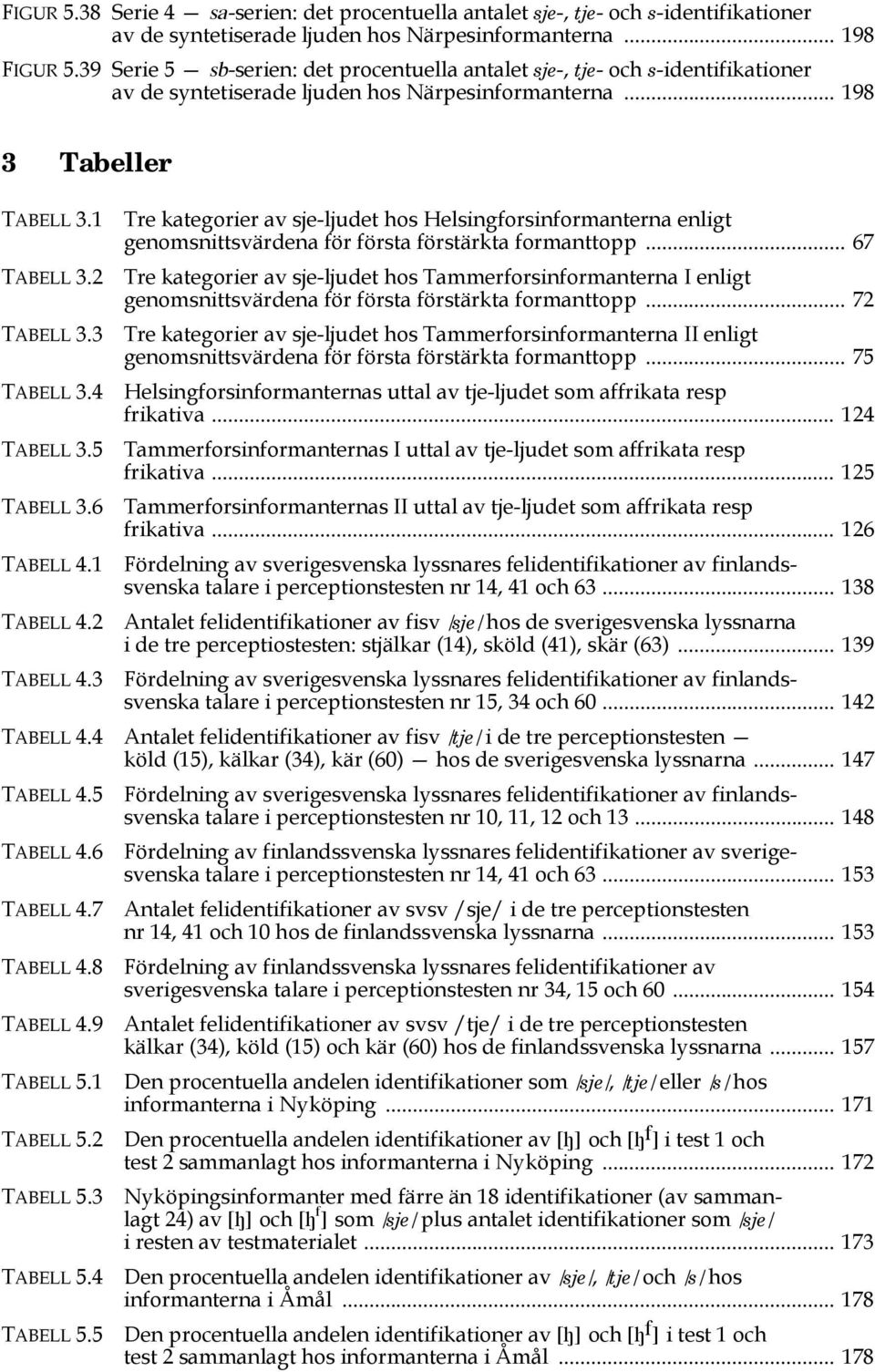 1 Tre kategorier av sje-ljudet hos Helsingforsinformanterna enligt genomsnittsvärdena för första förstärkta formanttopp... 67 TABELL 3.